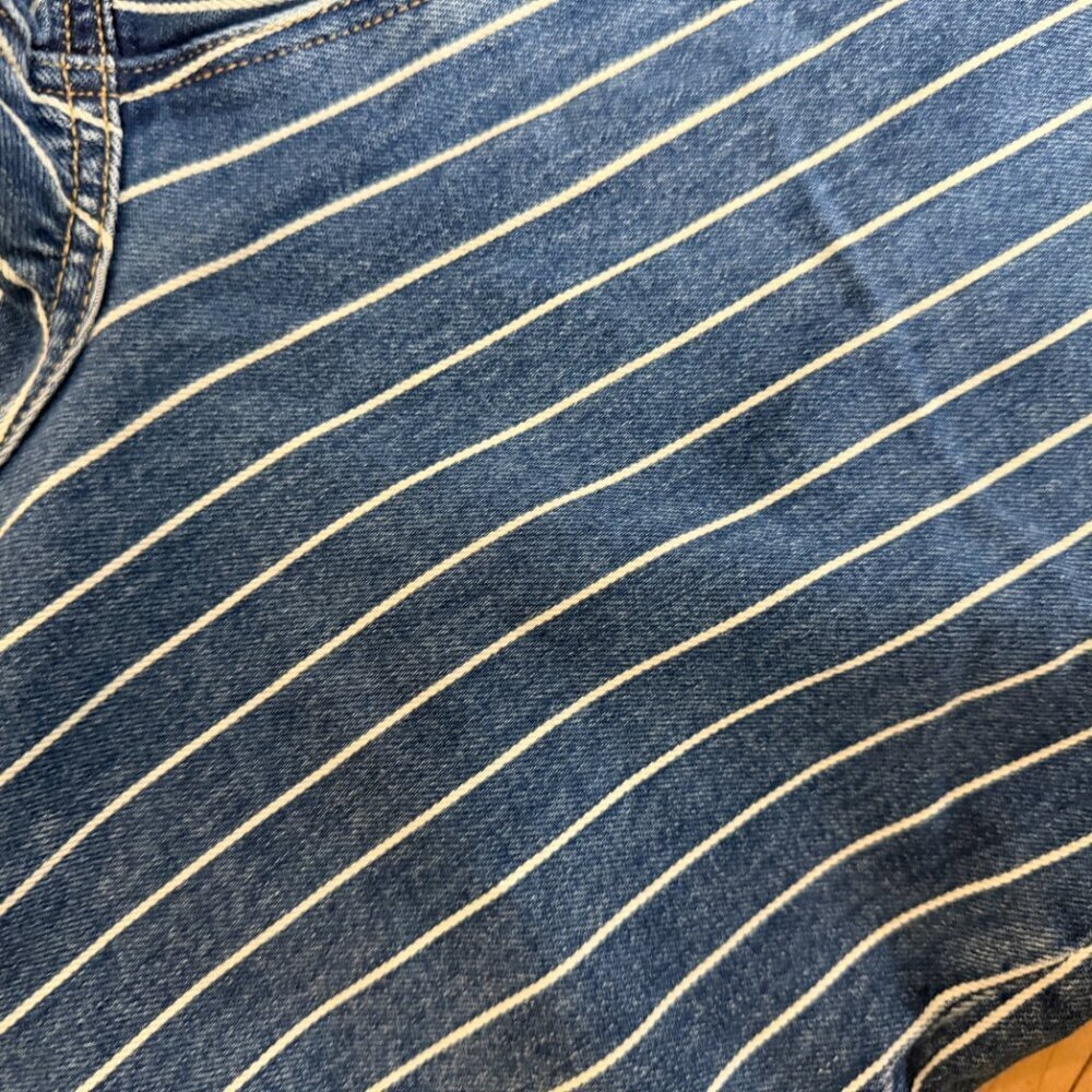 American Eagle Blue Pinstripe High Rise Straight Leg Mom Jeans Women’s Size 4 - Picture 7 of 11